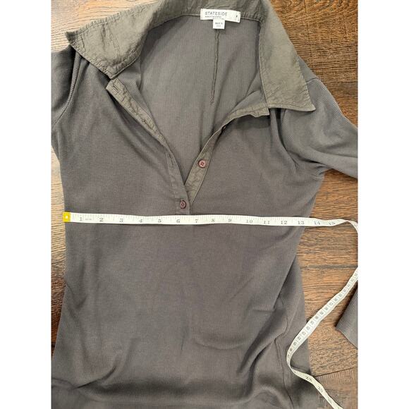 Anthropologie Stateside Long-Sleeve Polo Midi Dress Taupe M - Picture 8 of 10
